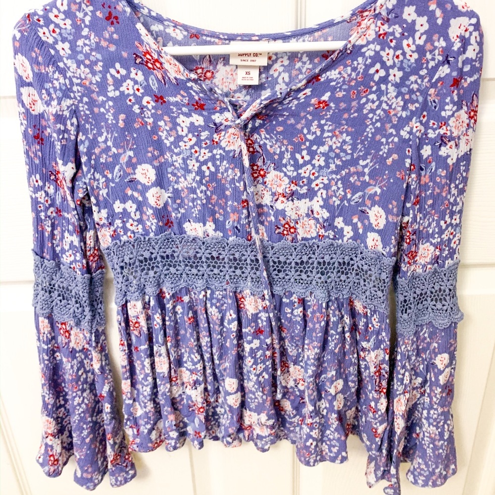 bohemian long sleeve floral blouse